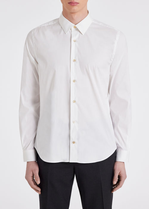 Super Slim-Fit White Shirt With 'Artist Stripe' Cuff Lining by Paul Smith