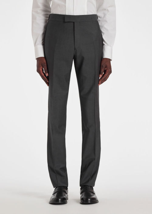 Model View - The Soho - Tailored-Fit Dark Grey Wool-Mohair Evening Suit Paul Smith