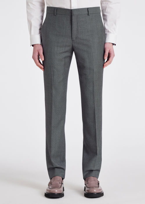 Model View - Men's Tailored-Fit Grey Birdseye Wool Day Suit Paul Smith