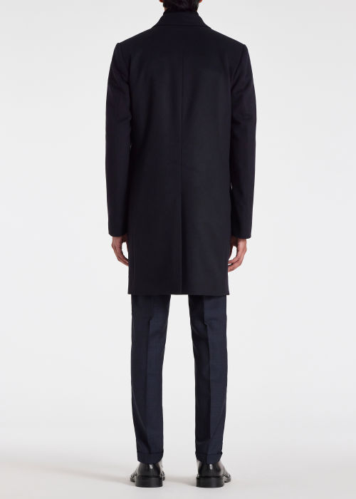 Model View - Navy Blue Wool-Cashmere Epsom Coat Paul Smith