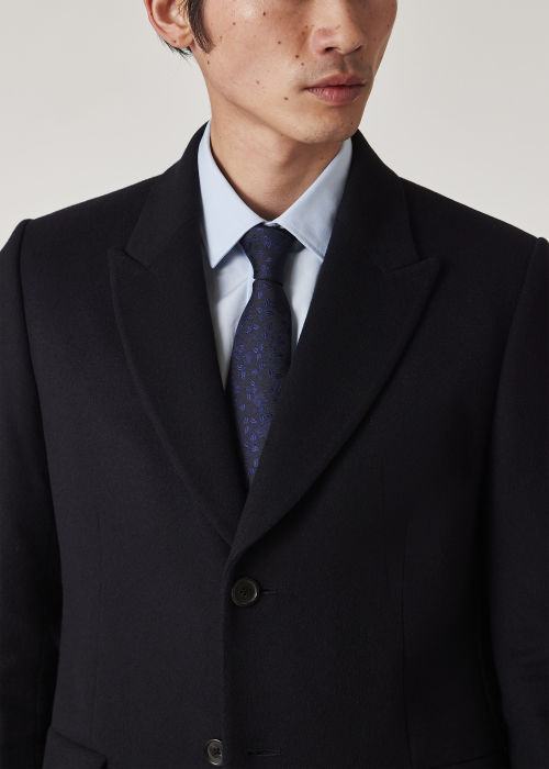 Men's Navy Wool-Cashmere Epsom Coat