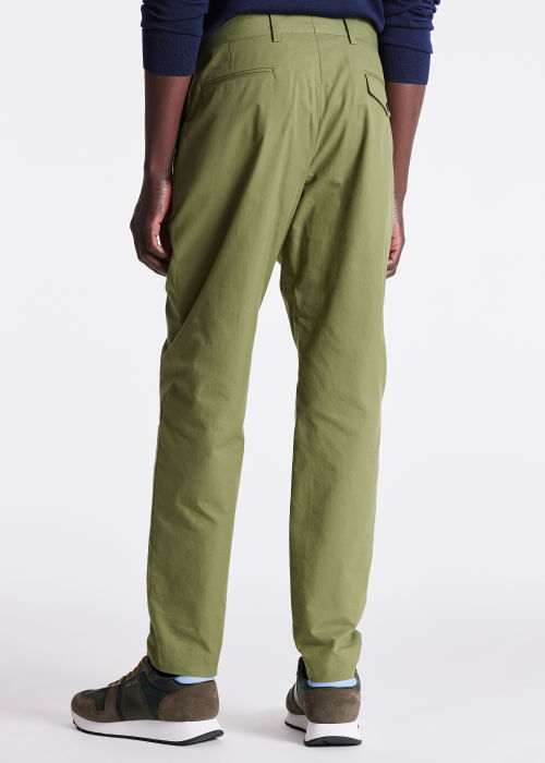 Tapered-Fit Green Cotton Chinos