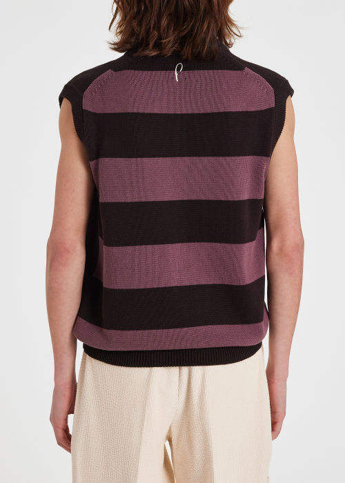 Model View - Men's Knitted Cotton Panelled Vest