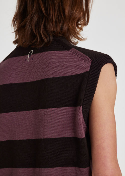 Model View - Men's Knitted Cotton Panelled Vest