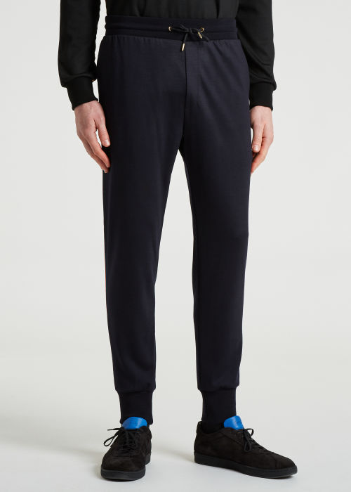 Navy Wool 'Signature Stripe' Sweatpants by Paul Smith