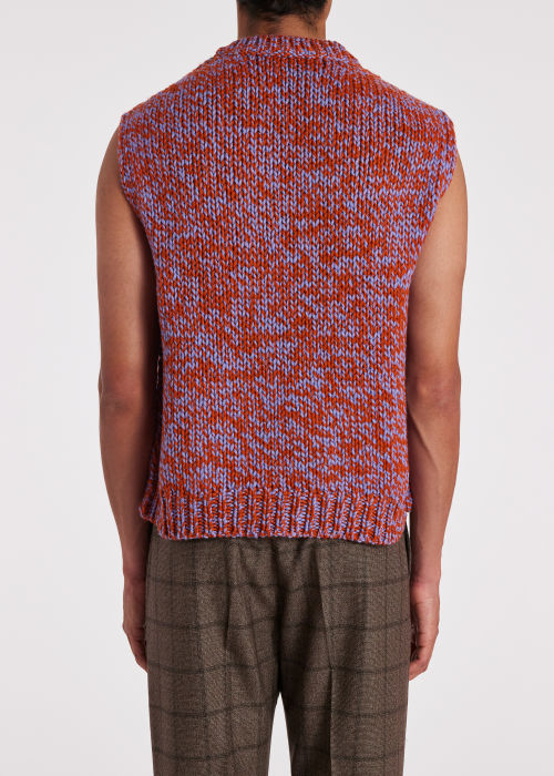 Red and Purple Wool-Blend Knitted Vest