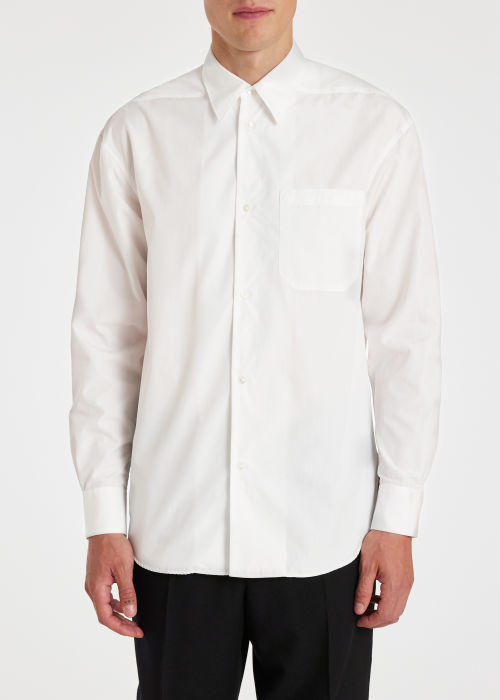Model view - Men's White End-on-End Cotton Shirt Paul Smith