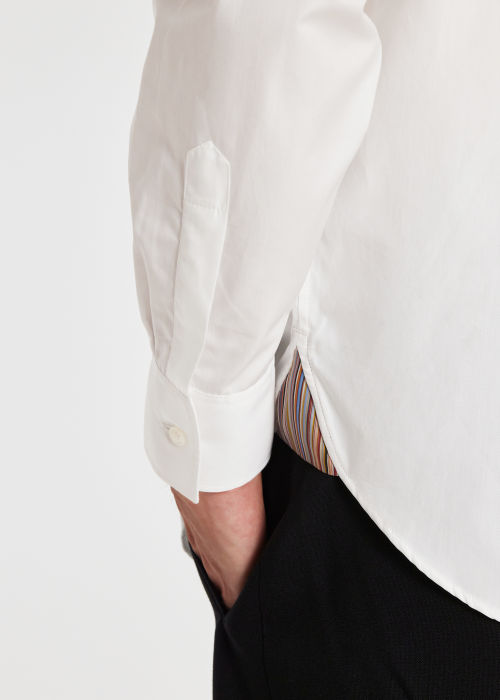 Model view - Men's White End-on-End Cotton Shirt Paul Smith