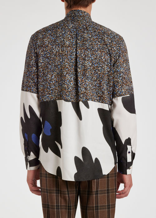 Model View - Men's Casual-Fit Contrast 'Big Flower' Shirt Paul Smith