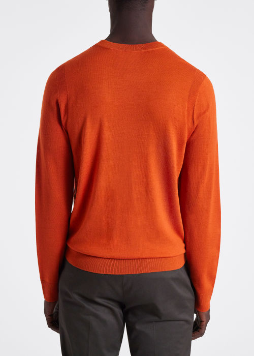 Oceanië chef Opwekking Men's Orange Merino Wool V-Neck Sweater