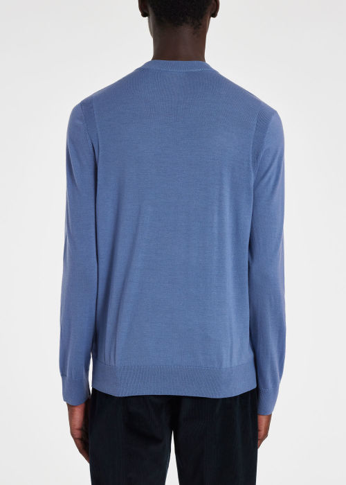 Men's Light Blue Merino Wool V-Neck Sweater