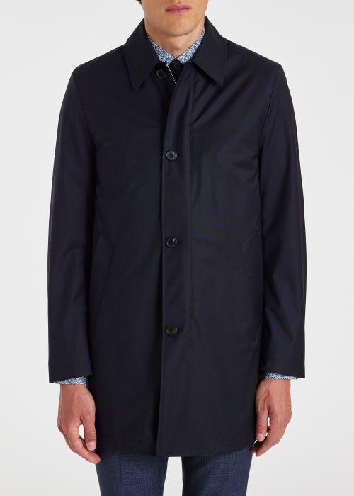 Navy 'Storm System' Wool Mac With Detachable Gilet