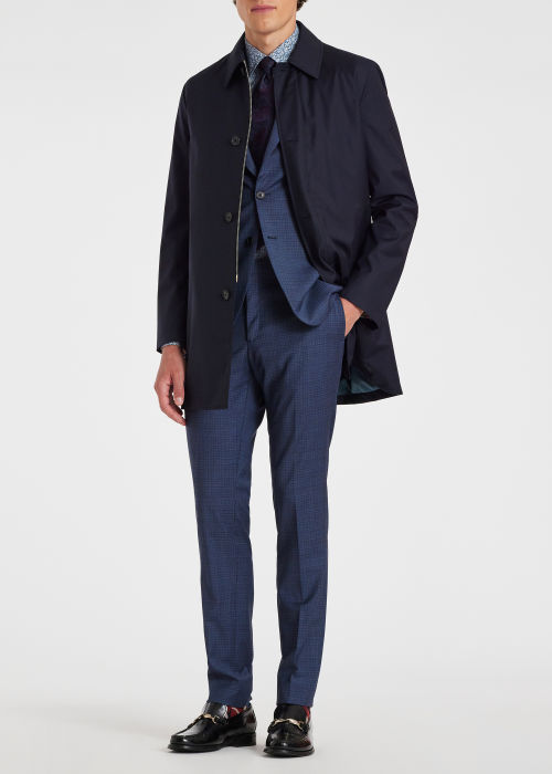 Model View - Navy 'Storm System' Wool Mac With Detachable Gilet by Paul Smith