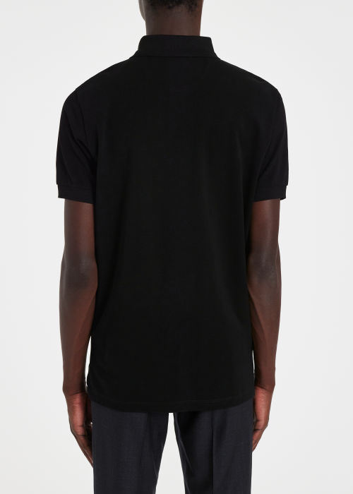 Model View - Black Embroidered Shadow Logo Cotton Polo Shirt Paul Smith