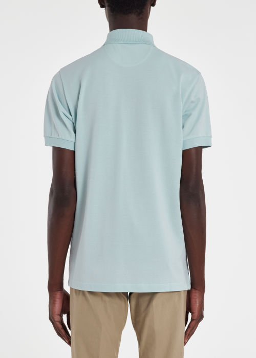 Model View - Light Blue 'Artist Stripe' Placket Polo Shirt Paul Smith