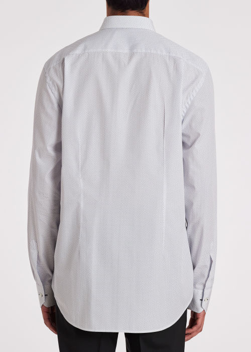 Model Wear - Men's Tailored-Fit White Cotton 'Micro Dot' Shirt Paul Smith
