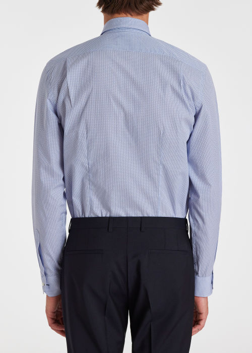 Model view - Men's Tailored-Fit Blue 'Micro Dot' Print Cotton Shirt Paul Smith