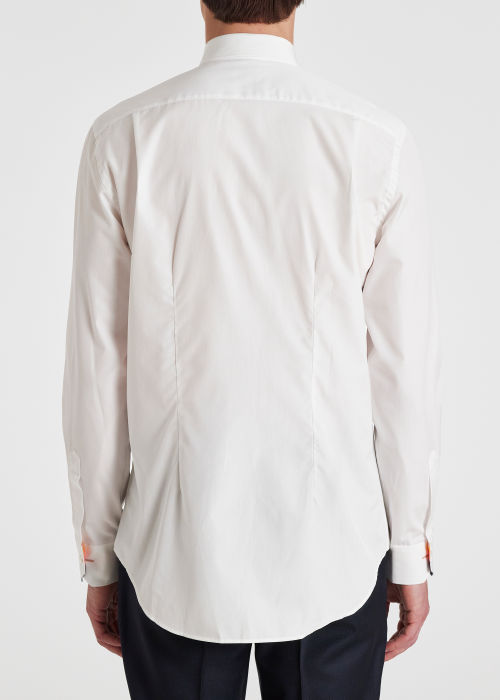 Model View - Tailored-Fit White Cotton 'Artist Stripe' Cuff Shirt by Paul Smith