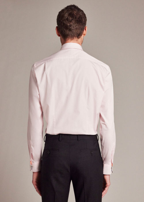 Model View - Tailored-Fit Pink Cotton 'Artist Stripe' Cuff Shirt by Paul Smith