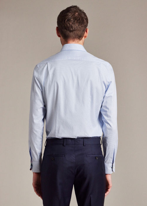 Model view - Tailored-Fit Light Blue 'Gingham' Easy Care Shirt by Paul Smith