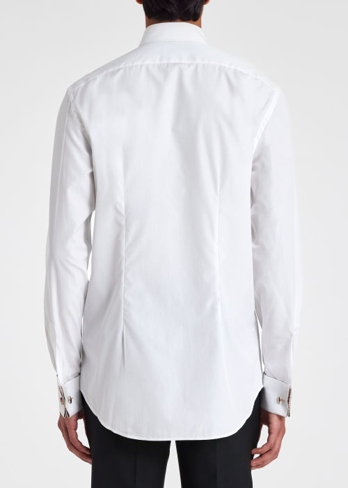 Model view - Tailored-Fit White Shirt With 'Signature Stripe' Double Cuff by Paul Smith