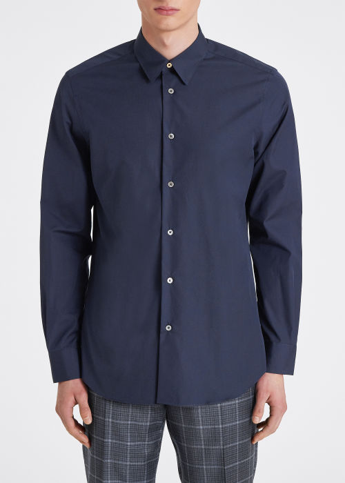 Men's Regular-Fit Dark Navy Cotton Shirt