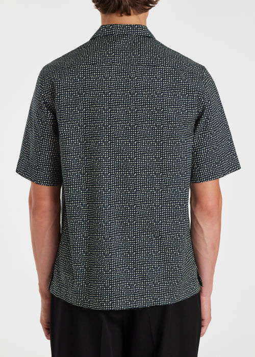 Navy Cotton 'Mini Tile' Short-Sleeve Shirt