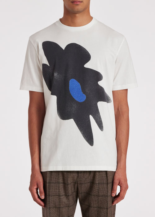 Model view - Men's White 'Big Flower' Print Cotton T-Shirt Paul Smith