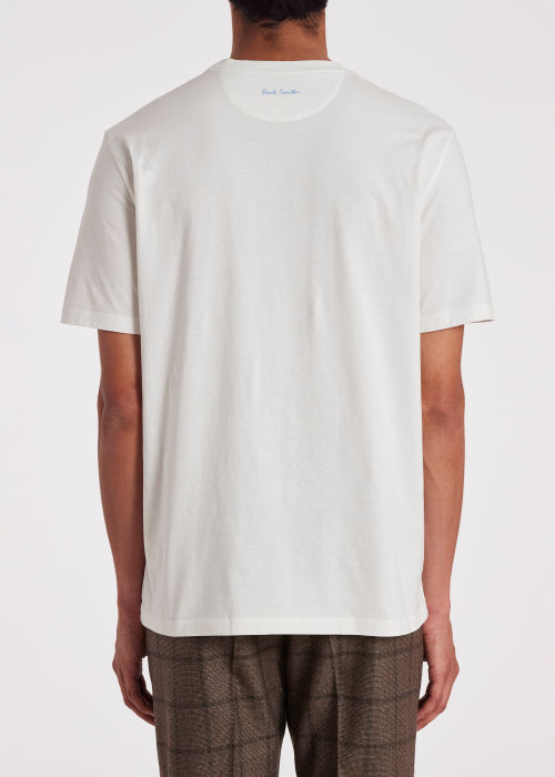 Model view - Men's White 'Big Flower' Print Cotton T-Shirt Paul Smith