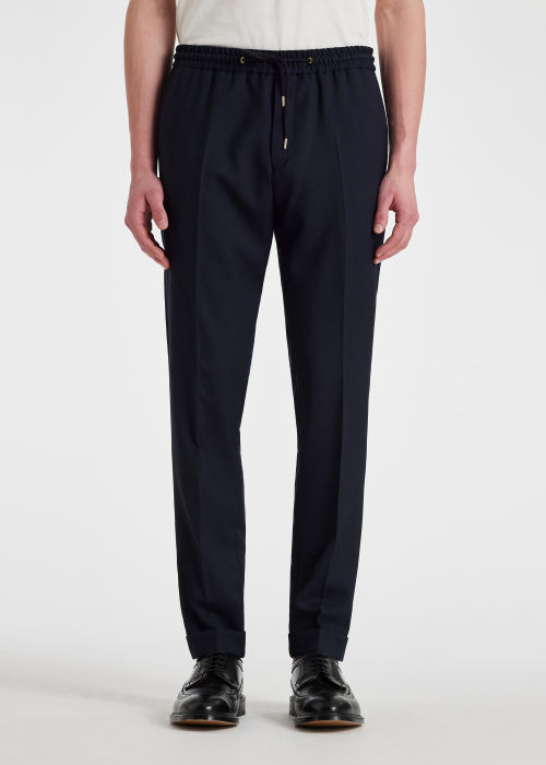 A Suit To Travel In - Slim-Fit Navy Drawstring-Waist Wool Pants