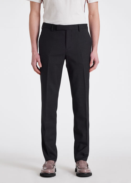 Model View - Men's Slim-Fit Grey Wool 'A Suit To Travel In' Trousers by Paul Smith
