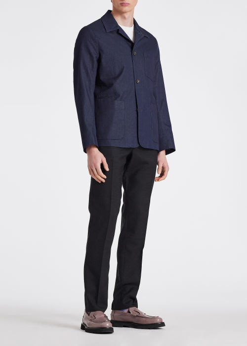 Model View - Men's Slim-Fit Grey Wool 'A Suit To Travel In' Trousers by Paul Smith