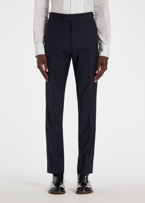 Slim-Fit Navy Wool-Mohair Evening Trousers