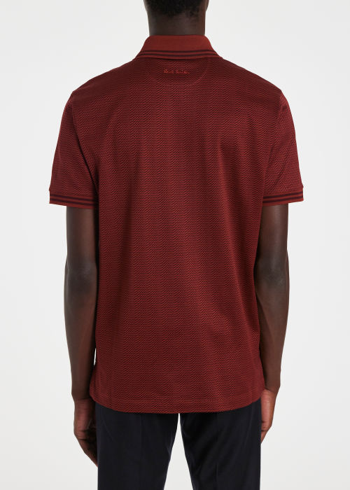 Model View - Men's Burgundy Cotton Geo Polo Shirt Paul Smith