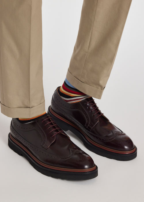 Model View - Men's Dark Burgundy Leather 'Count' Brogues Paul Smith