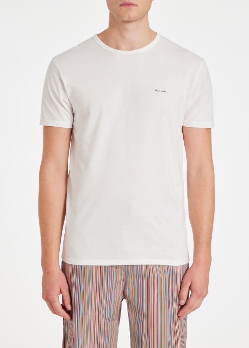 Model view - Men's Mixed Colour Cotton Logo Lounge T-Shirts Five Pack Paul Smith 