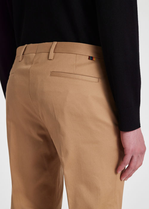 Model View - Men's Slim-Fit Tan Cotton-Stretch Chinos Paul Smith