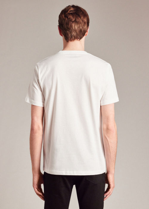 Model View - Men's White 'Cycling Caps' Print Cotton T-Shirt by Paul Smith