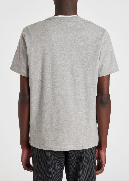 Model View - Men's Grey Marl Cotton Zebra Logo T-Shirt by Paul Smith