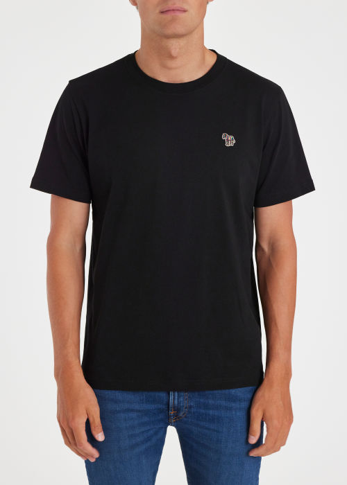 Model View - Black Cotton Zebra Logo T-Shirt by Paul Smith