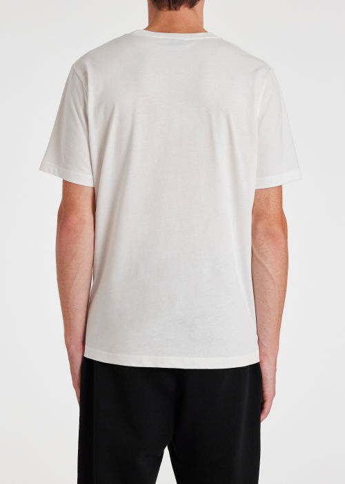 Model View - Men's White Organic Cotton 'Repeating Zebra' T-Shirt Paul Smith