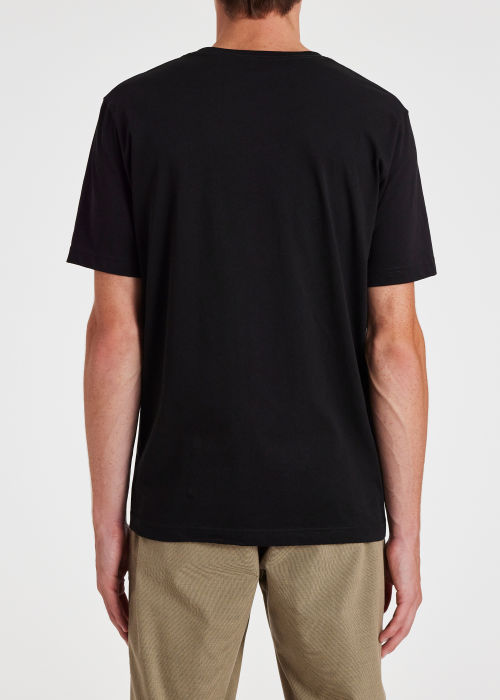 Model View - Men's Black Cotton 'Artist Stripe Eye' T-Shirt Paul Smith