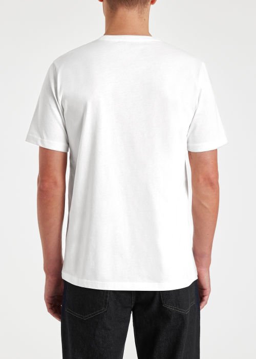 Model view - Men's White 'Cyclist Sketch' Print Cotton T-Shirt Paul Smith