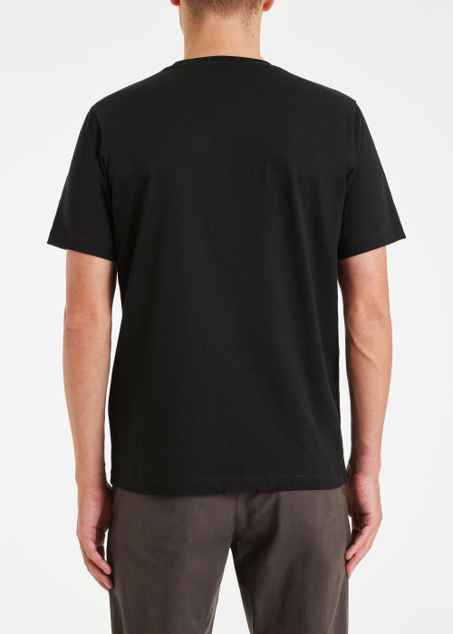 Model view - Men's Black 'Cyclist Sketch' Cotton T-Shirt Paul Smith