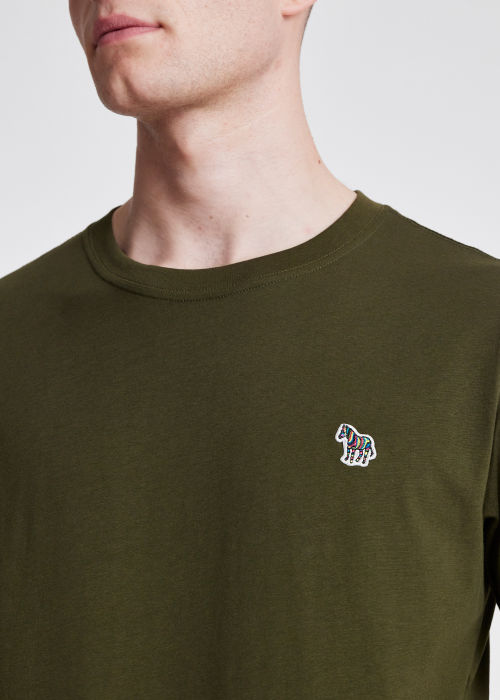 Men's Khaki Cotton Zebra Logo T-Shirt