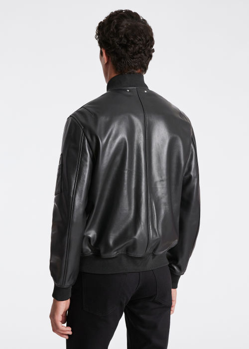 geroosterd brood Puno postkantoor Men's Black Leather Bomber Jacket