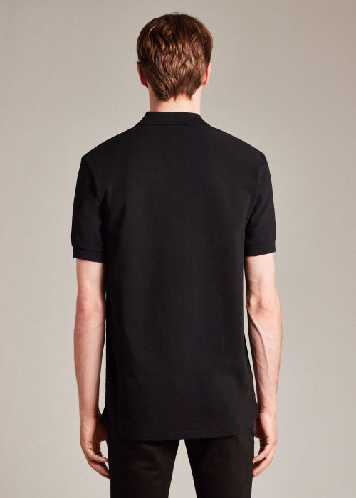 Model View - Black Cotton-Piqué Zebra Logo Polo Shirt by Paul Smith