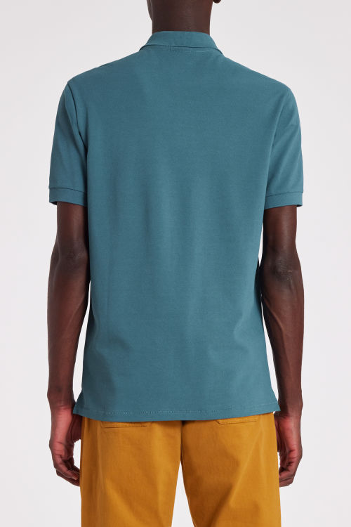 Model view - Men's Dark Turquoise Organic Cotton Zebra Polo Shirt Paul Smith