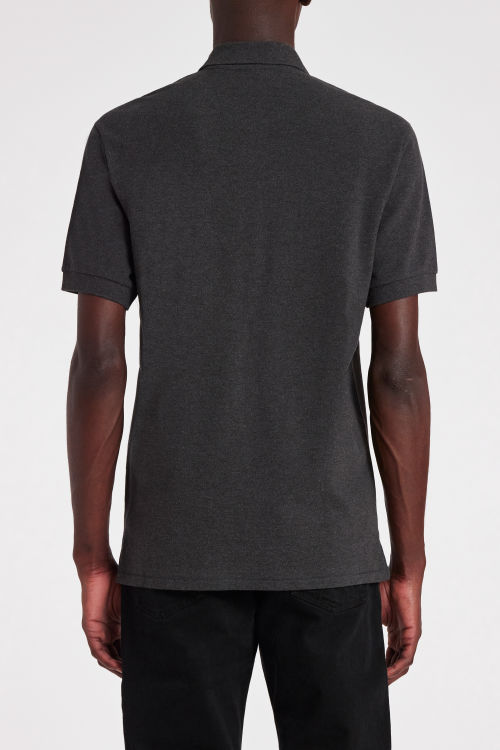 Model view - Men's Charcoal Grey Organic Cotton Zebra Polo Shirt Paul Smith