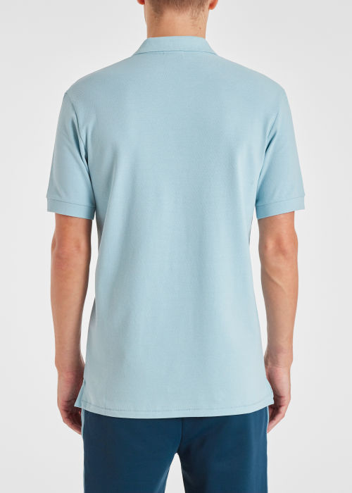 Model view - Men's Sky Blue Organic Cotton Zebra Polo Shirt Paul Smith